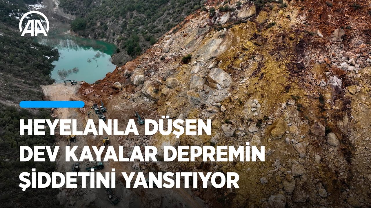 İslahiye'de heyelanla düşen dev kayalar depremin şiddetini yansıtıyor