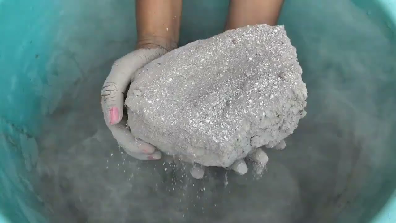 Asmr - grainy pure cement chunks crumbling in water 💦💦