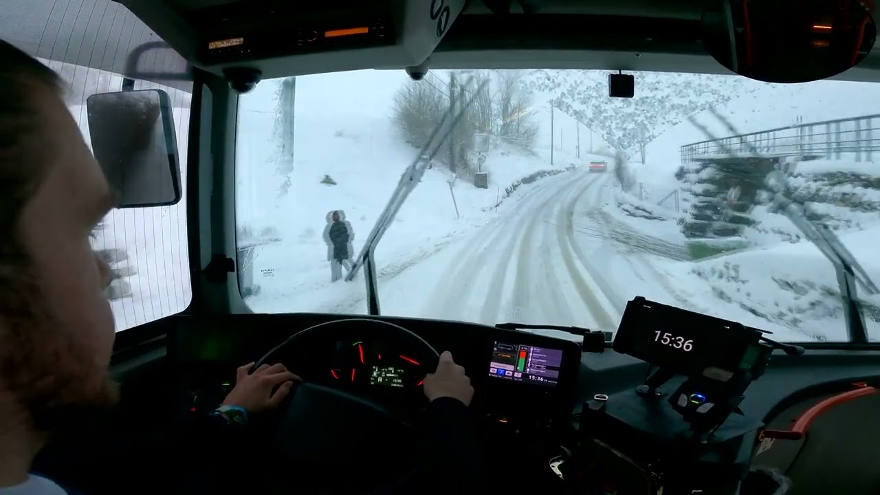 Snowy Bus Ride on Osterøy – 2 Hours of Winter Serenity