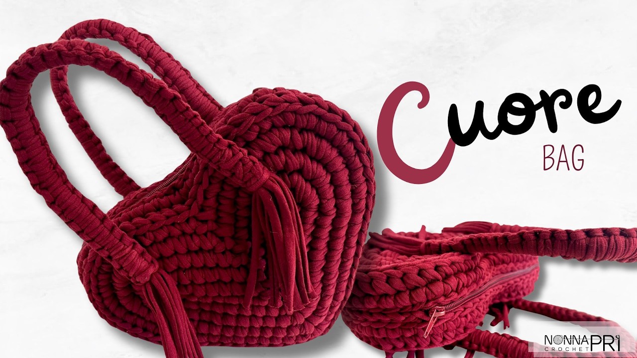 Borsa cuore uncinetto - tutorial borsa con cerniera - adatto ai principianti