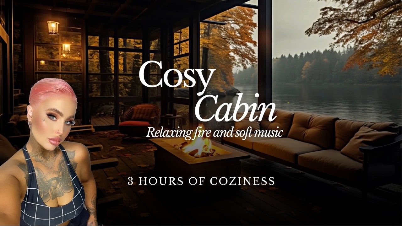 Cozy Cabin Ambience 4K 🔥 Crackling Fireplace & Soft Jazz Music | Relax, Unwind & Sleep