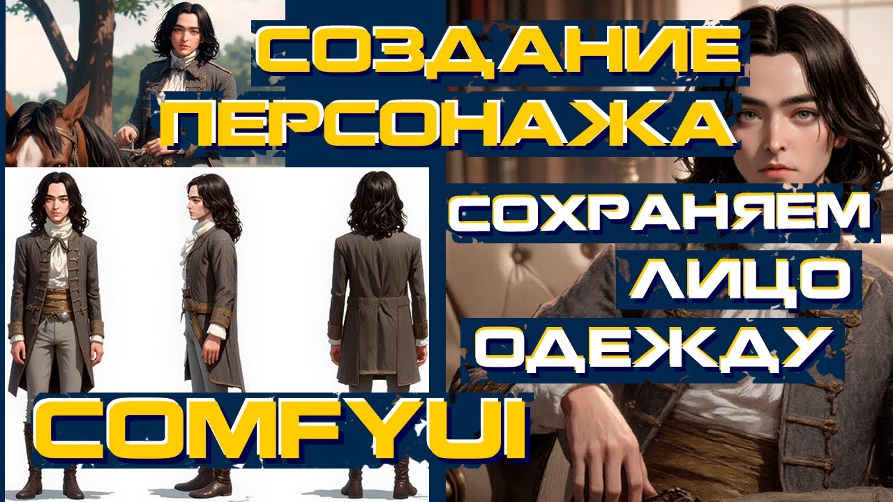 Создание персонажа с сохранением черт лица и одежды / ComfyUI / FLUX / PuLID / TryOff / workflow