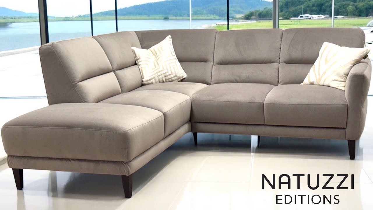 Natuzzi Editions Mink Taupe Velvet Sofa Suite Compact Designer Low Price Contemporary Outlet Sofamax