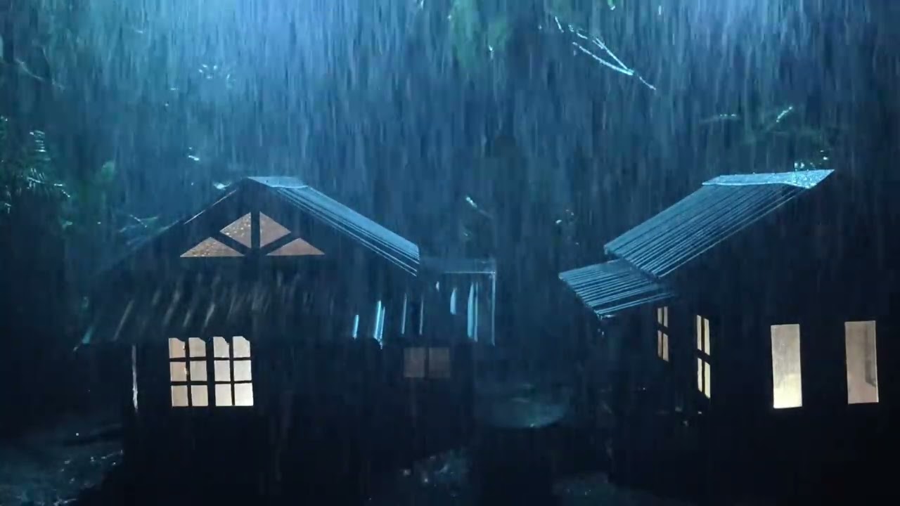 No Ads Rain Sounds for Sleeping - ASMR Relentless Rain on Tin Roof for Severe Night Insomnia