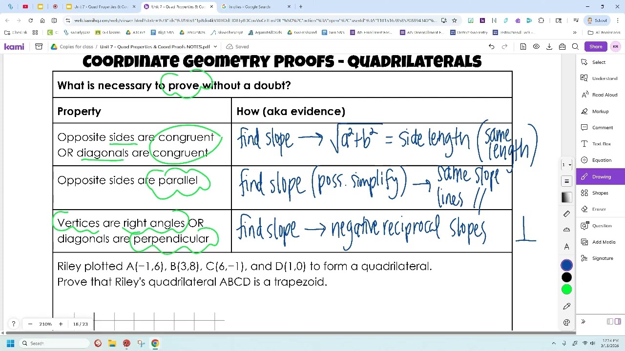 Unit 7 Lesson 5 - Coord Geom Proofs - Quads