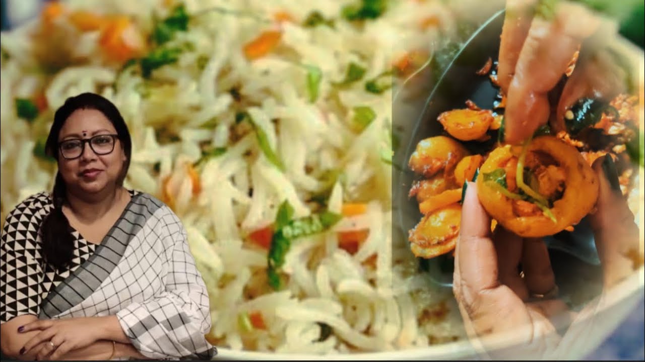 আজ বানালাম Stuffed potatoes ॥ Stuffed prawn potatoes ॥ Chicken curry ॥ spicy chicken ॥ vegfried rice