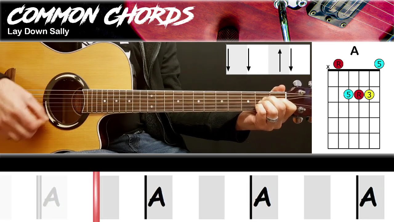 Lay Down Sally - Eric Clapton | EASY GUITAR LESSON | Scrolling Chords & Lyrics