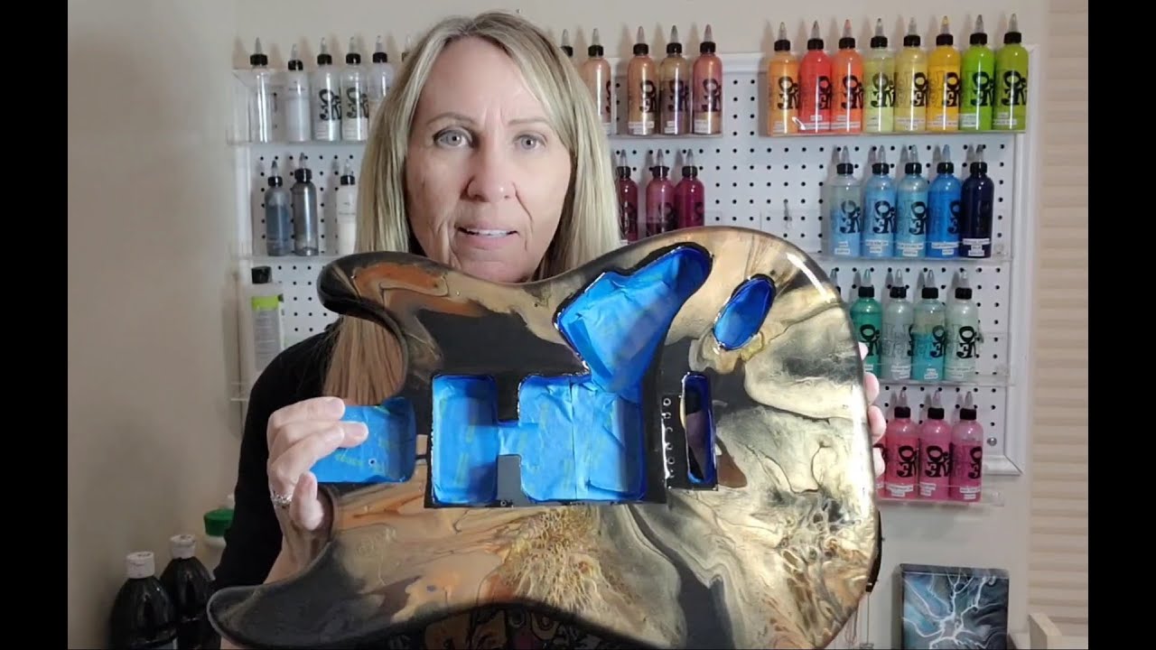 Acrylic Paint Pour Guitar | Fluid Art Guitar | Custom Guitar