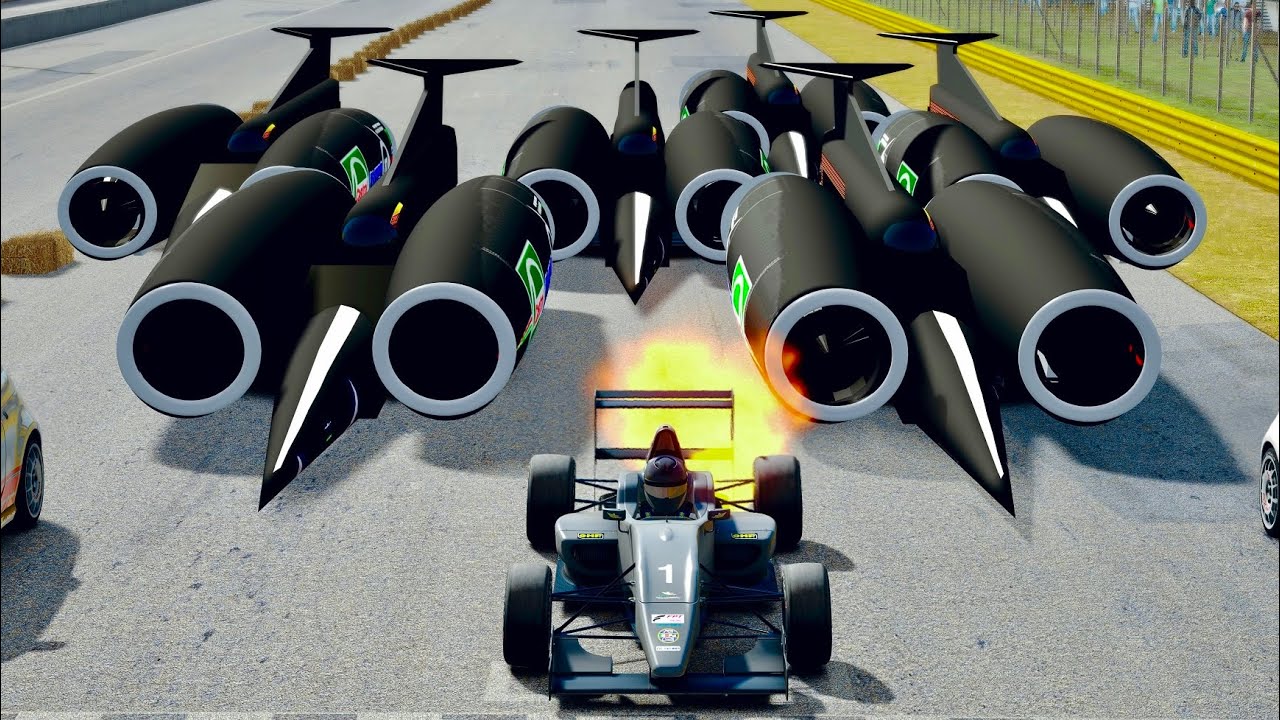 Formula Jet Engine vs Thrust SSC MEGA Drag Race at 24 KM Straight Road