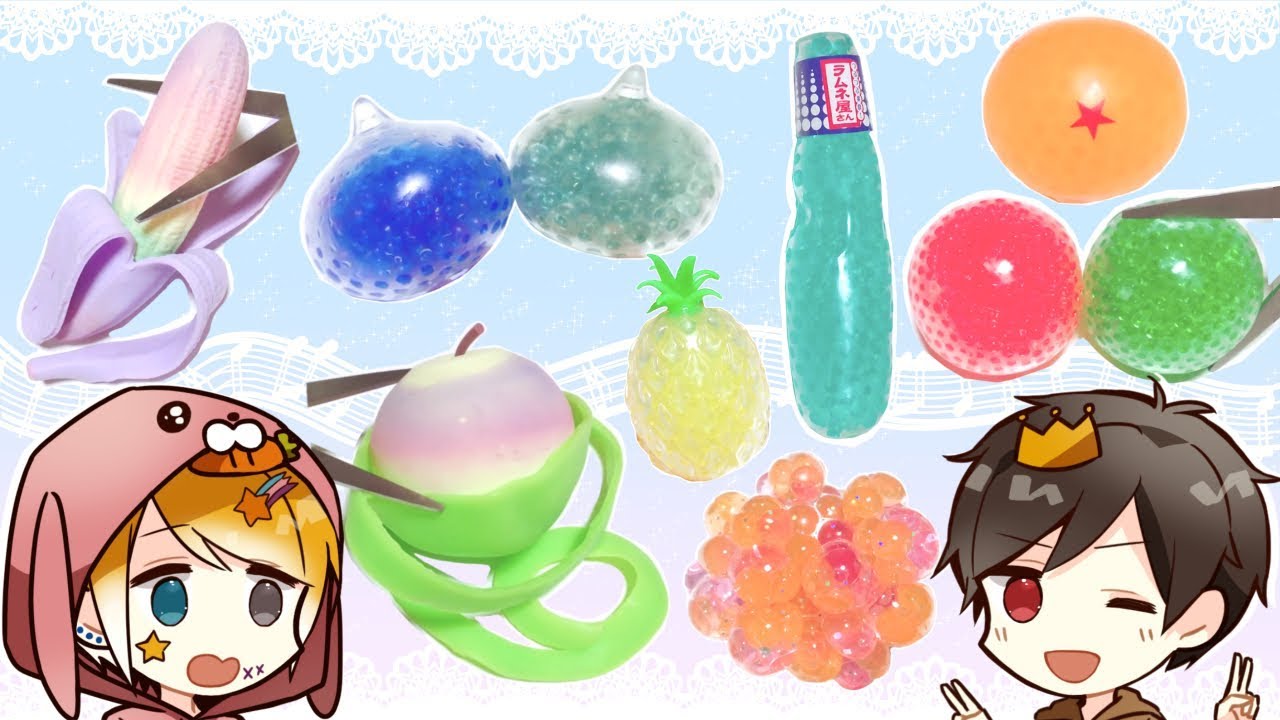 【大量🌈 】巨大スクイーズ切ったら爆発したwww中身でスライム作るよ✨