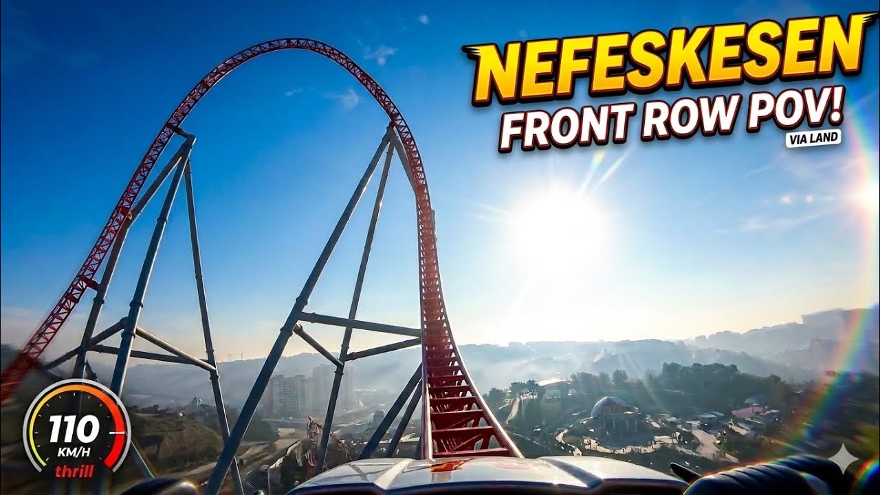 Вид из первого ряда на аттракционе Nefeskesen в ViaLand Istanbul | Запуск американских горок Inta...