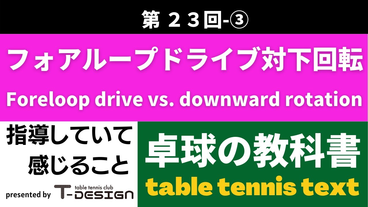 第23回 フォアループドライブ対下回転③　23rd Foreloop Drive vs. Downward Rotation (Beginner)③ All Subtitles Included