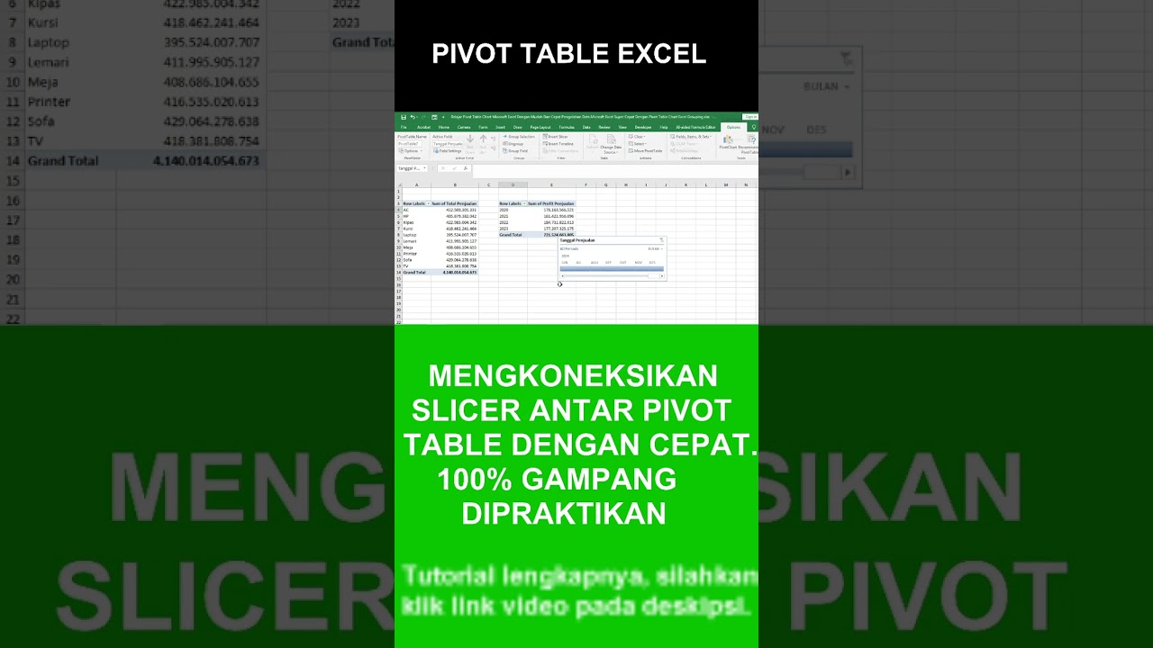 Belajar Cara Mengkoneksikan Timeline pada Pivot Table Microsoft Excel | 100% Mudah dan Powerful