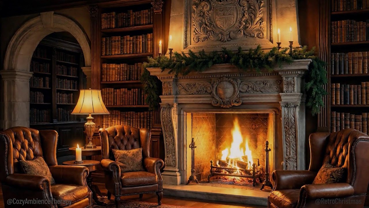 Cozy Winter Evening By The Fireplace 🔥 ❄️ Soft Jazz ❄️ Snow Falling