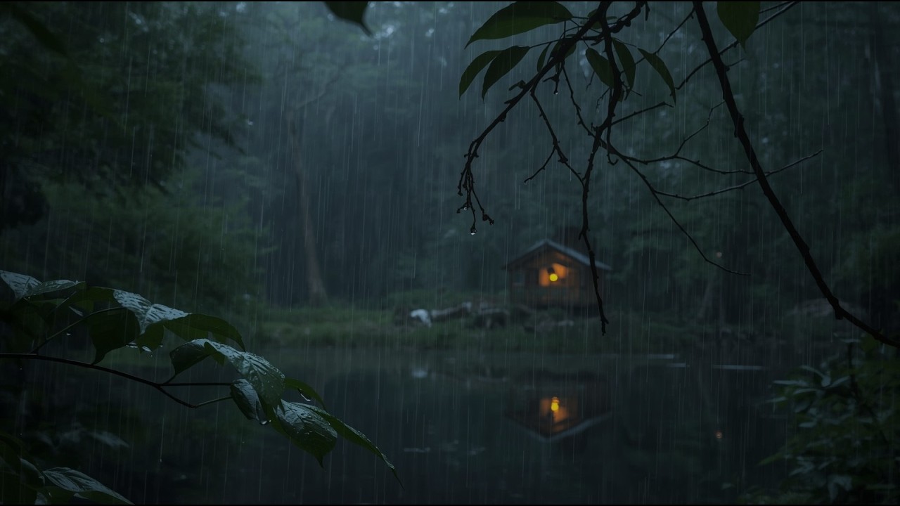 🌧️🎵 Heavy Rain and Piano Music in a Quiet Forest for Stress Relief