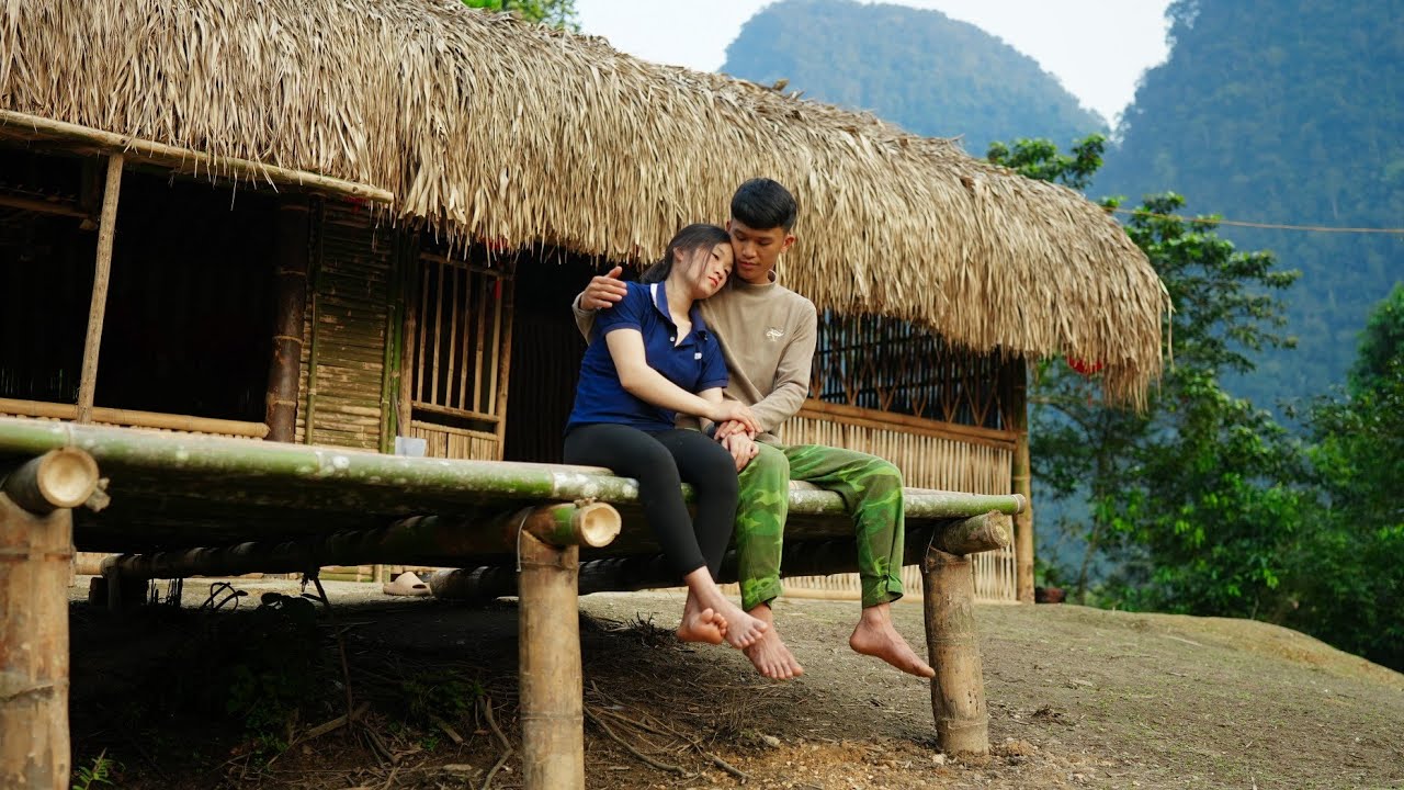 The simple Happiness of young Lovers on a small Mountain farm far from Civilization