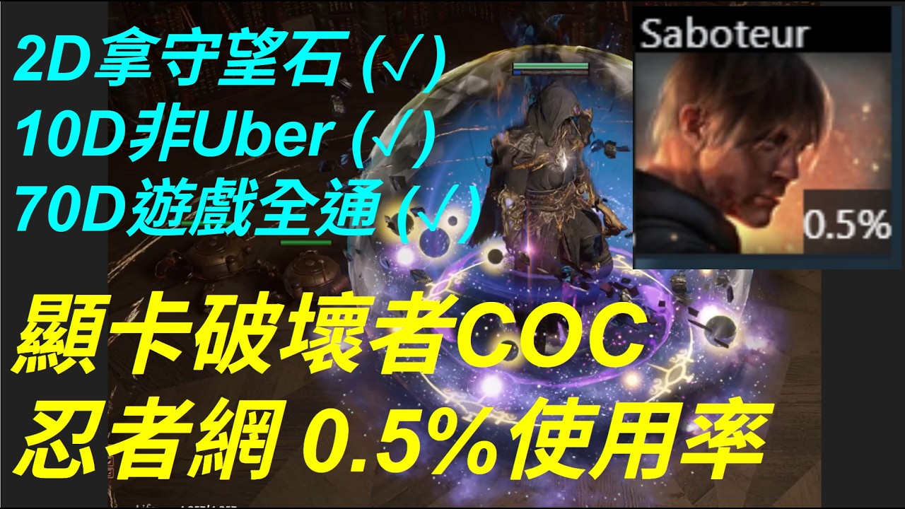 POE 3.28 顯卡破壞者COC！昇華0.5%使用率！刷圖快＆傷害高＆造價不高＆坦度不錯！2D內拿完守望石｜10D內非Uber全通｜70D內遊戲全通【 JN 金牛 】