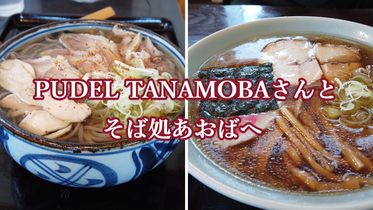 PUDEL TANAMOBAさんと中山町そば処あおばに4K #そば処あおば #冷たい肉そば #冷たいラーメン