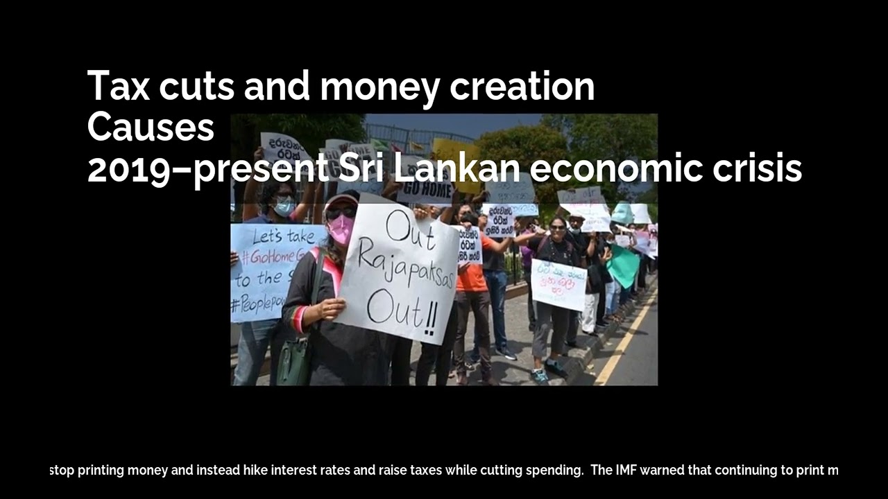 Tax cuts and money creation | Causes | 2019&ndash;present Sri Lankan economic crisis