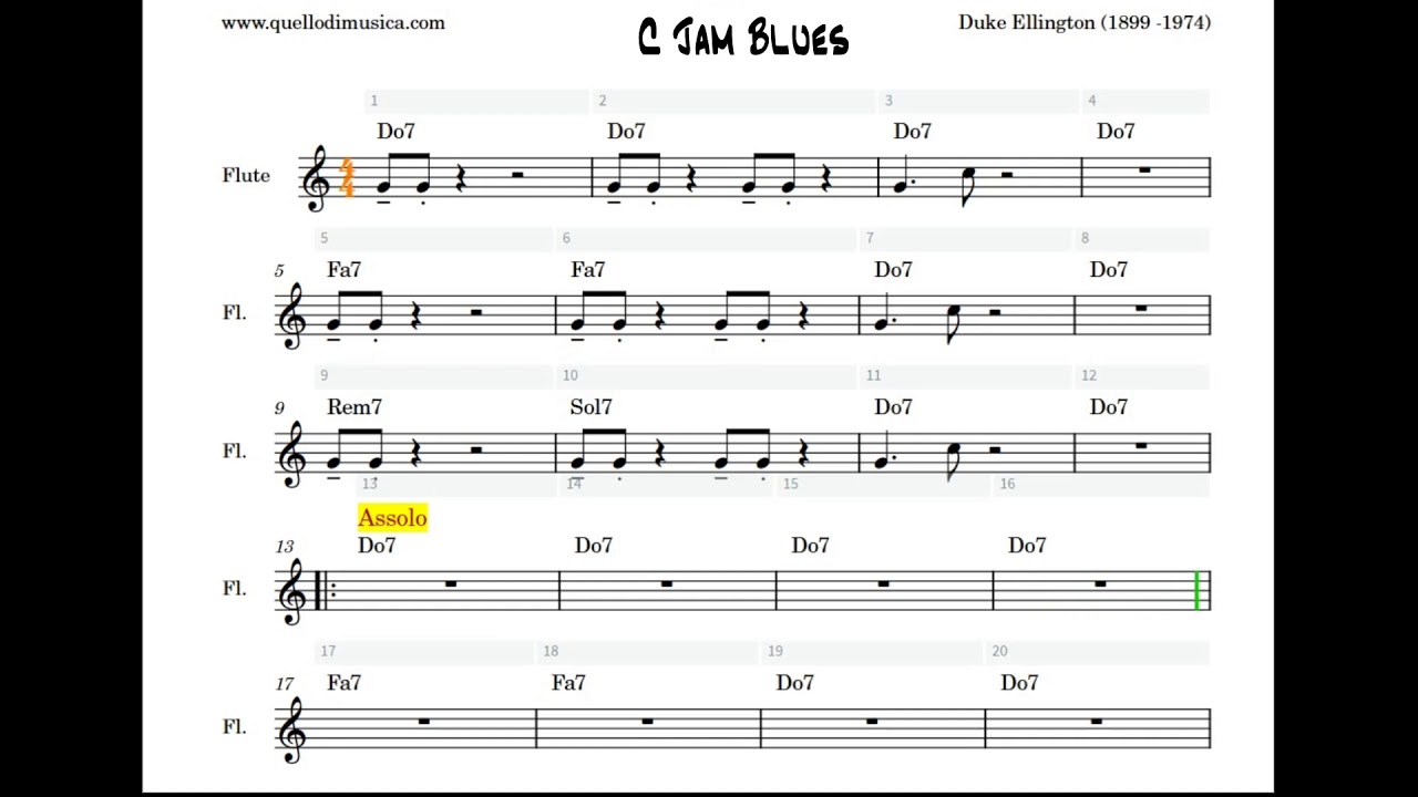C Jam Blues - Spartito Animato - Flauto Dolce - Scuole Medie - Improvvisazione