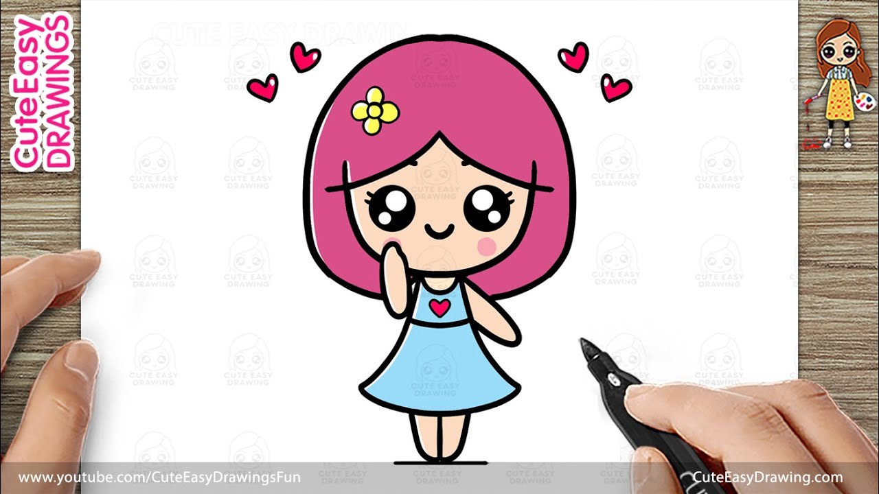 How to Draw a Cute Little Doll Girl &ndash; Easy Drawing and Coloring for Kids & Beginners