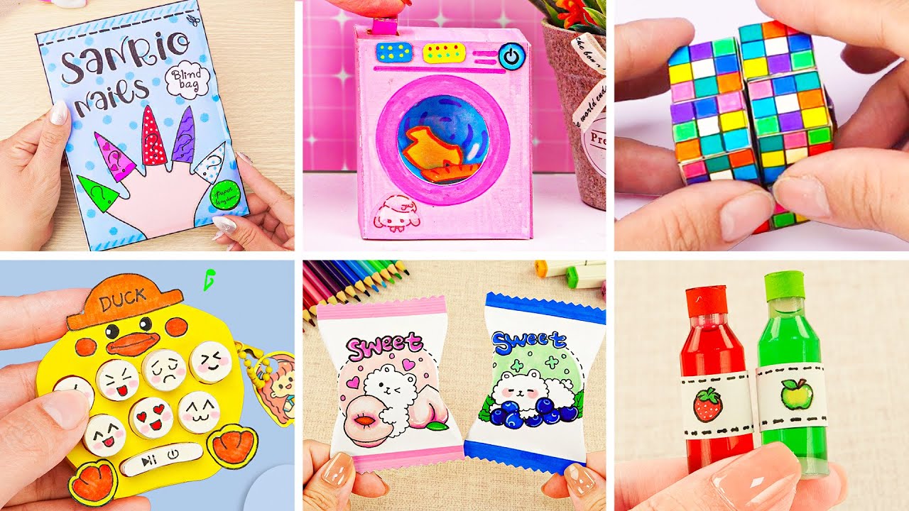 TOP 30+ Cool DIY Paper Ideas when you're bore at home 💅 Sanrio Nails Collection | Tiny DIY Craft