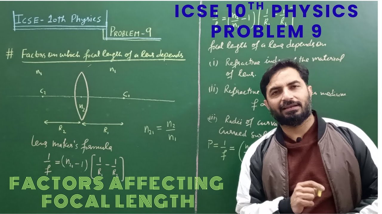 ICSE 10th Physics - Problem  - Factors on which focal length of a lens depends