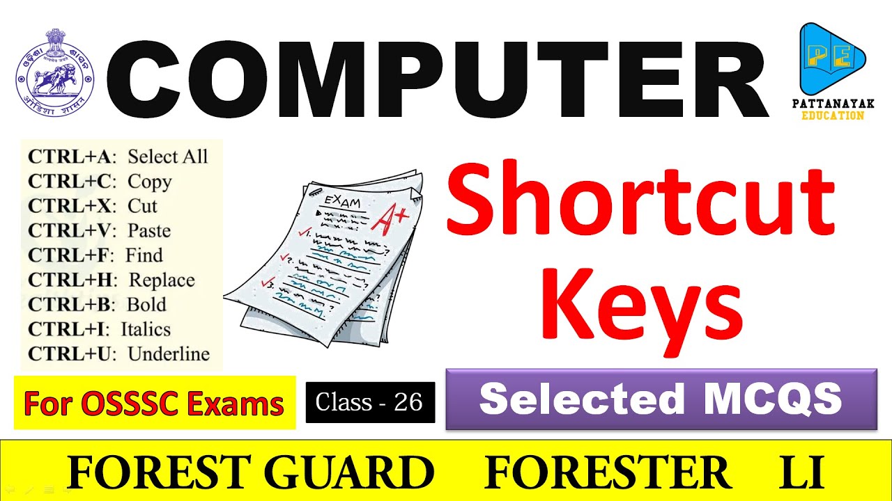 Computer & IT Shortcut Key Selected MCQS for Forest Guard Forester Livestock Inspector by Subrat Sir