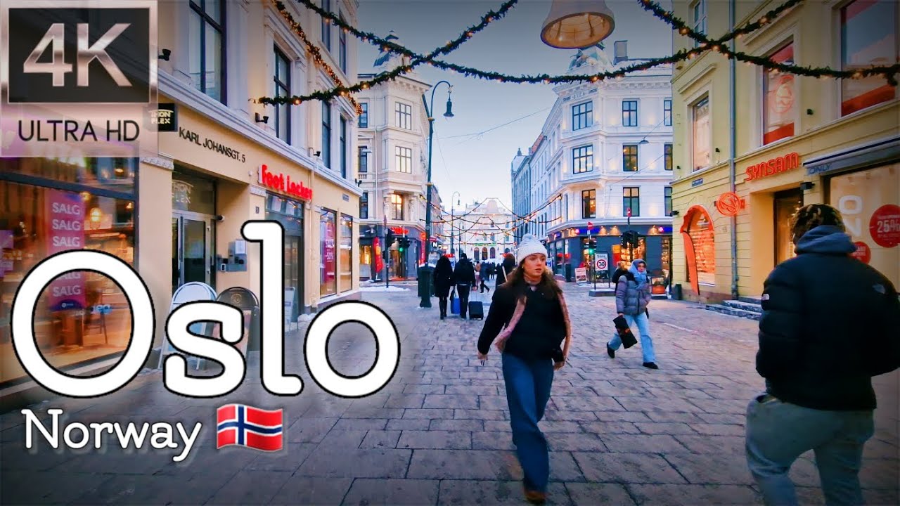 👣Walk with Me in Norway | Karl Johans gate in Oslo city center | 4K experience | January 2024👣