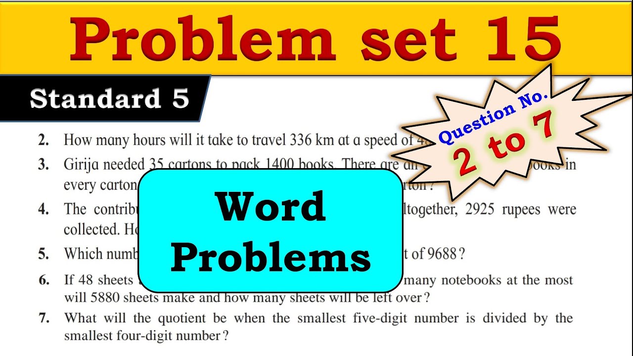 Problem set 15 | Multiplication and Division | Chapter 4 | 5th standard | Maths | Q. 2 to 7