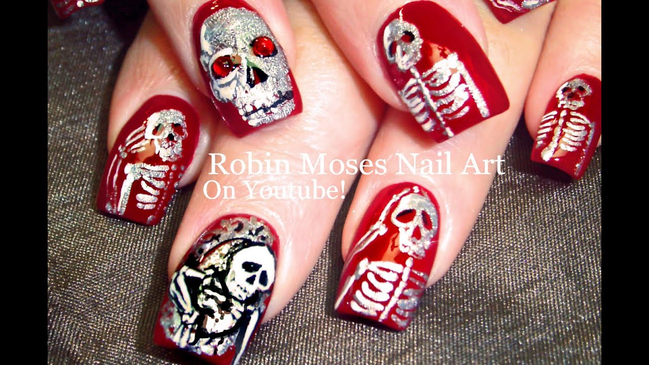 Halloween Nails | DIY Skeletons in a Mirror Nail Art Design Tutorial |