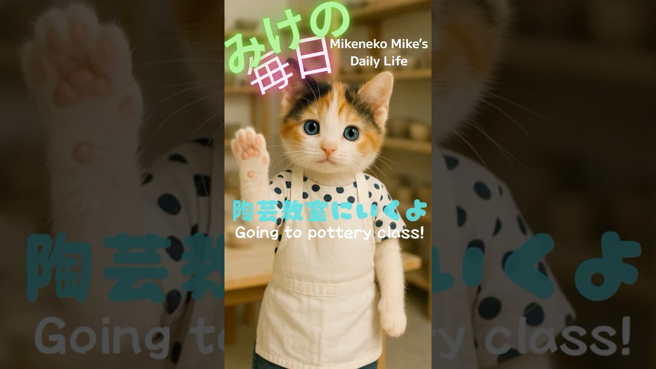 陶芸教室にいったよ♡ 『ミケの毎日』I went to pottery class.♡#三毛猫ミケ #MikeTheCat #ミケちゃん #猫動画 #猫好き #ai動画  #cat #子ネコ