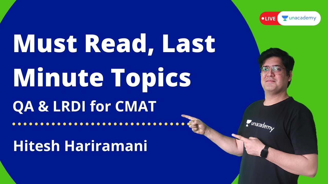CMAT 2021 | Must Read Last Minute Topics | QA & LRDI | Hitesh Hariramani