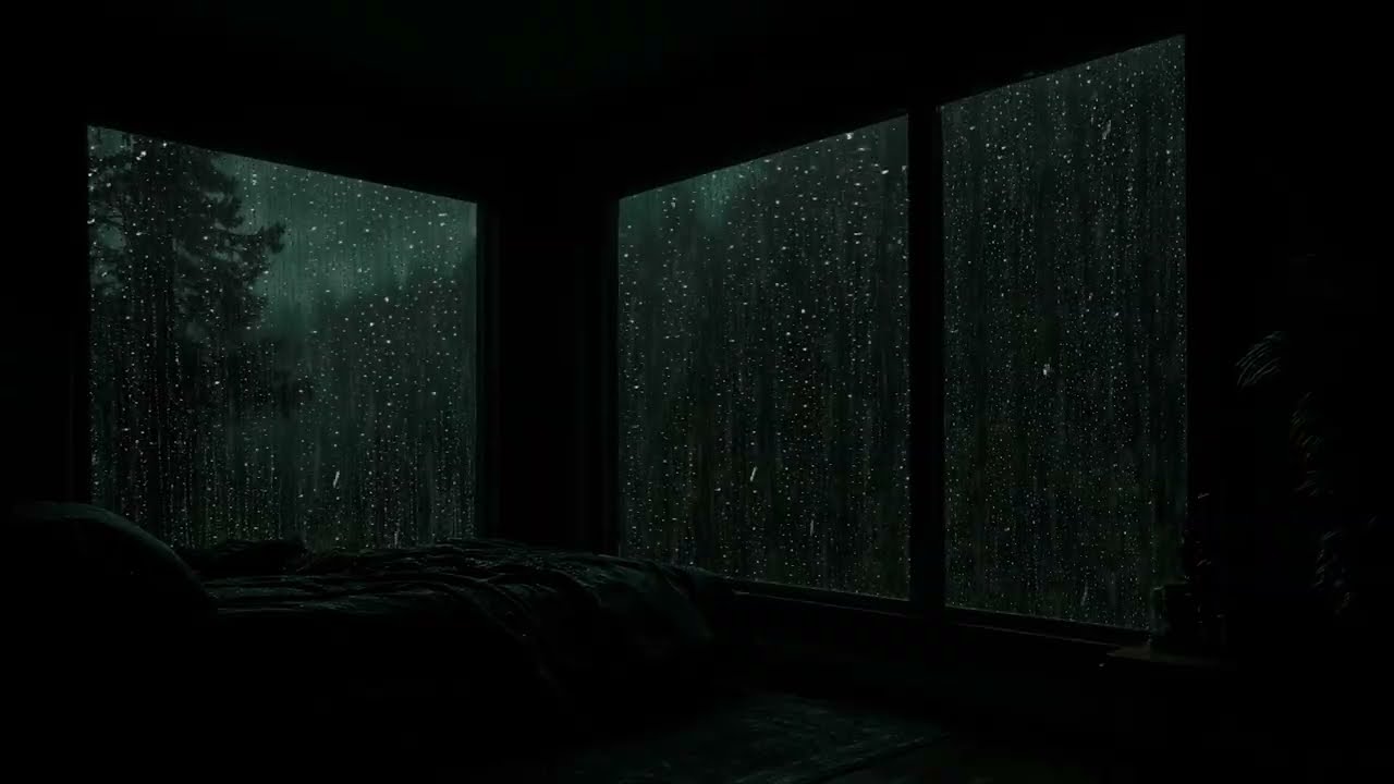 Slow Night Rain Outside the Window | Calm, Bedroom Dim Atmosphere for Restful Sleep