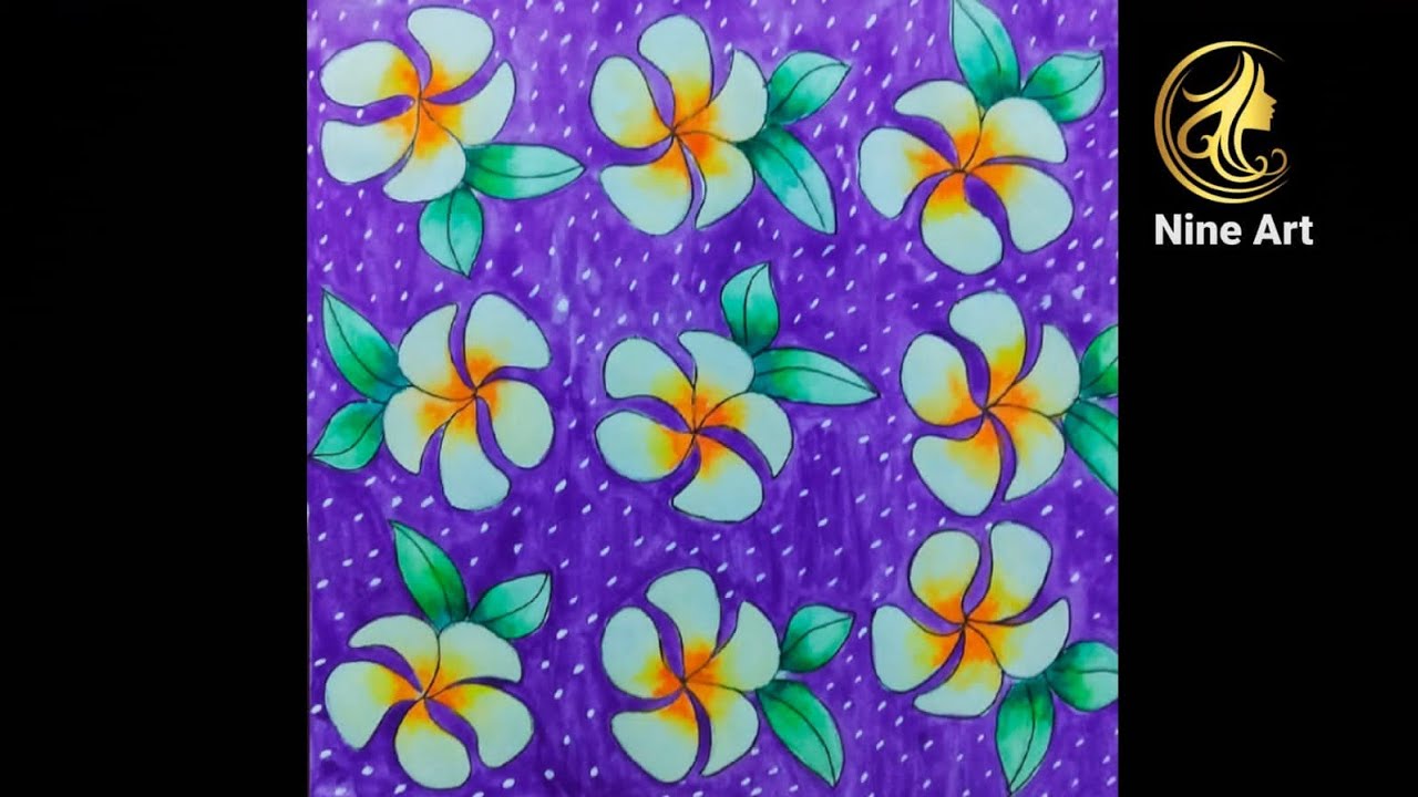 How to painting with drawing a flower pattern suitable for a heart cloth.//