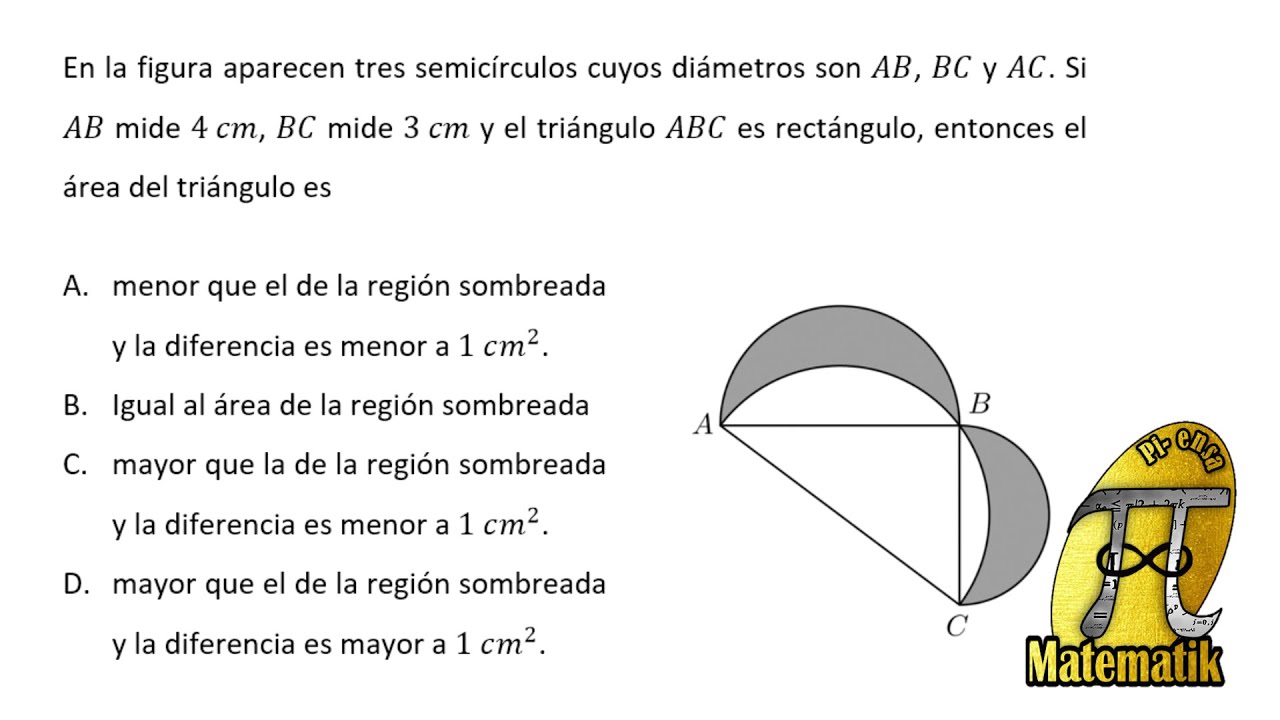 Área sombreada - Extensión teorema de Pitágoras - Examen de admisión Universidad Nacional