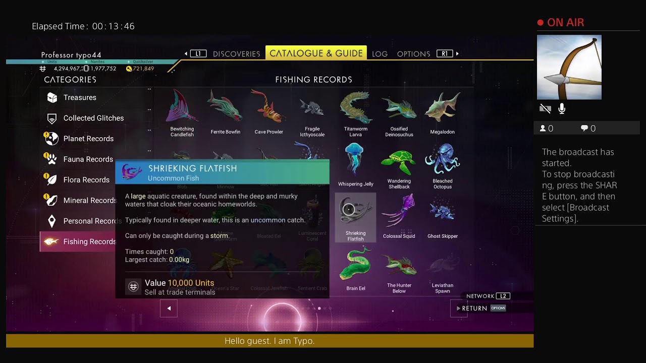 typo44's Live PS4 NMS V5.57, all the fish, pt2, 2025/02/16