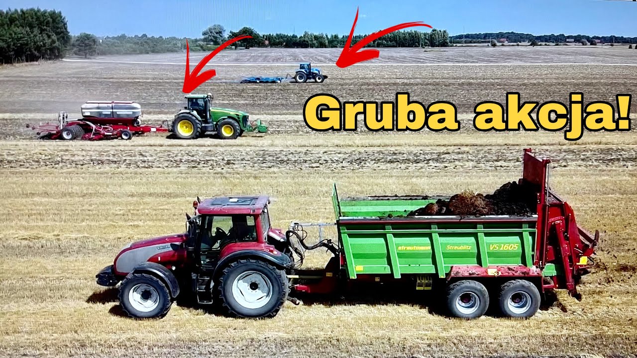 #501- Siew pasowy rzepaku! Rozrzucanie pomiotu! John Deere 8530+ Horsch focus 4td + Valtra T140+