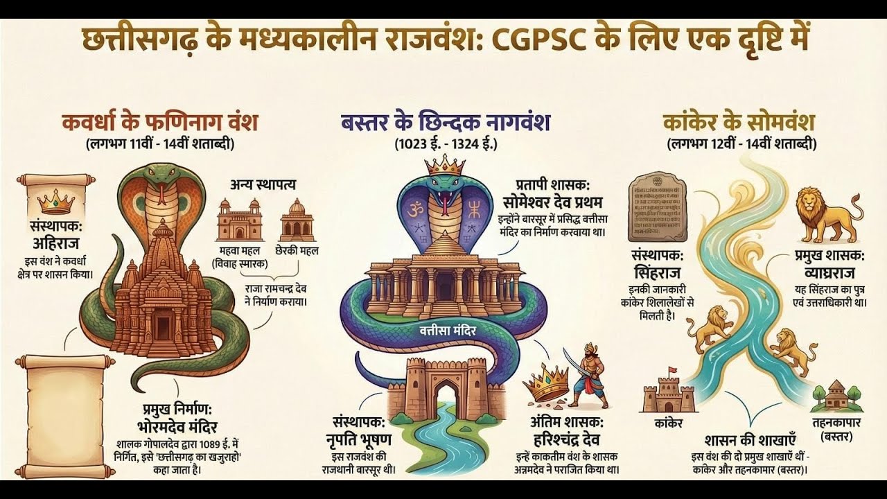 फणी & छिंदक नागवंश 🐍व सोमवंश | मध्यकालीन छत्तीसगढ़ | #cgpsc2026 #cgpscpreparation #historyforpsc #cg