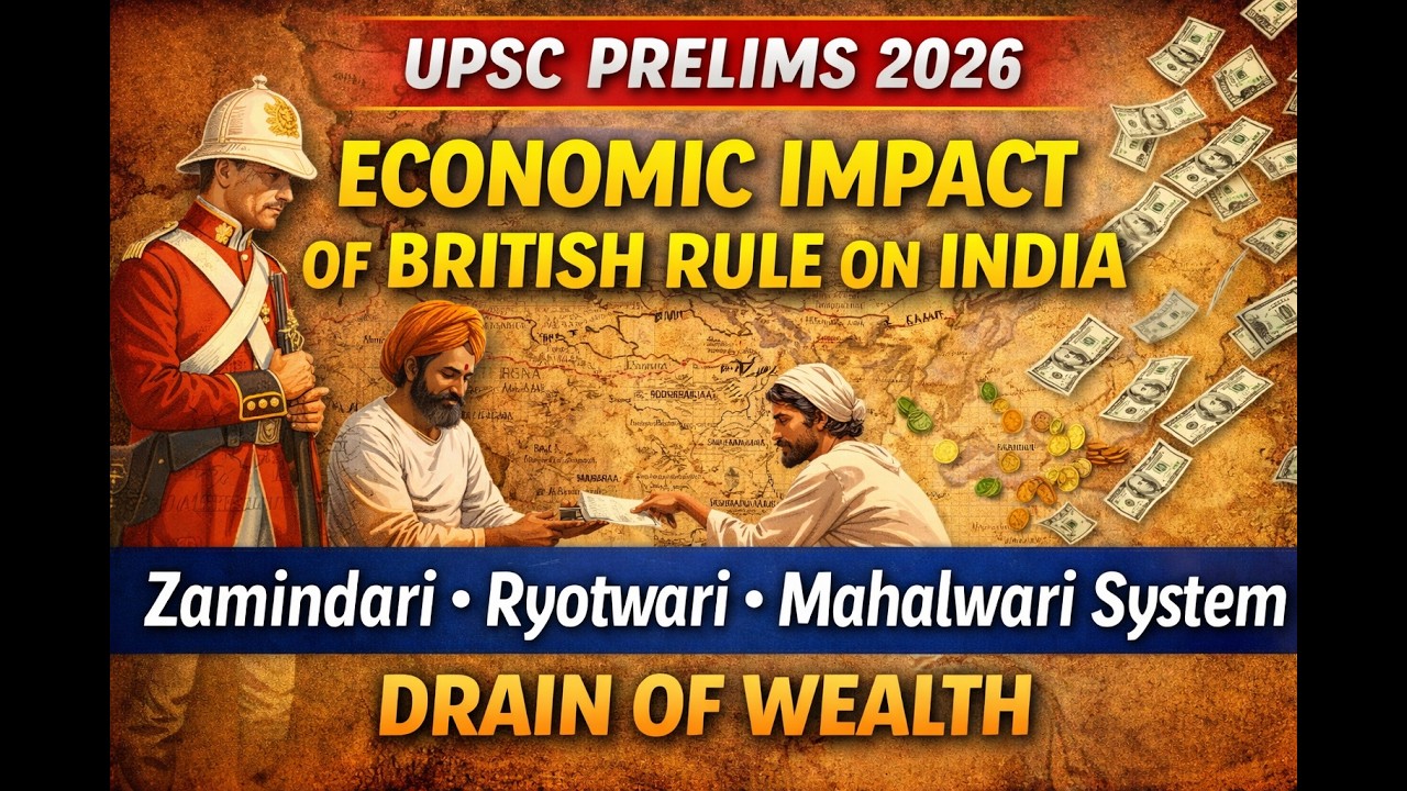 Economic Impact of British Rule on India | Zamindari, Ryotwari, Mahalwari | UPSC 2026 #upsc2026