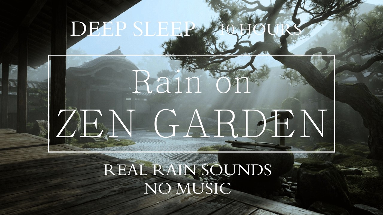 Rain on Zen Garden | Peaceful Japanese Garden Sounds (No Music/10h) 【睡眠・作業用】日本庭園の雨音 10時間
