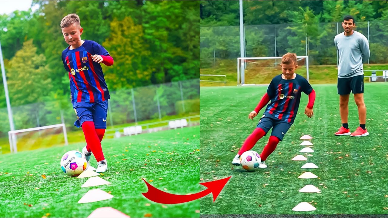 Professional Football Drills with 10 years old Student