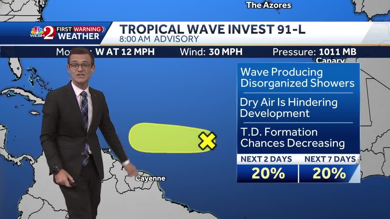 National Hurricane Center lowers development chances for Invest 91-L