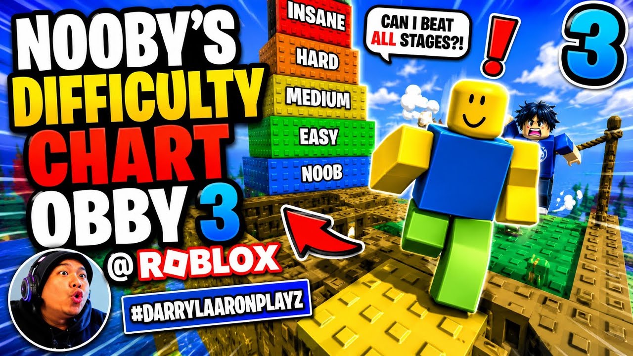 NOOBY'S DIFFICULTY CHART OBBY 3 # ROBLOX #DARRYLAARONPLAYZ