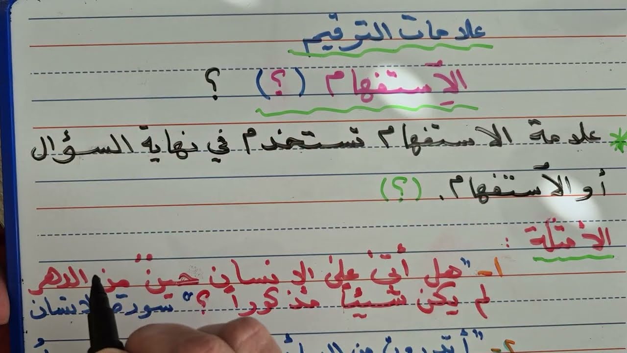 تعليم القراءة والكتابة - أسلوب الاستفهام