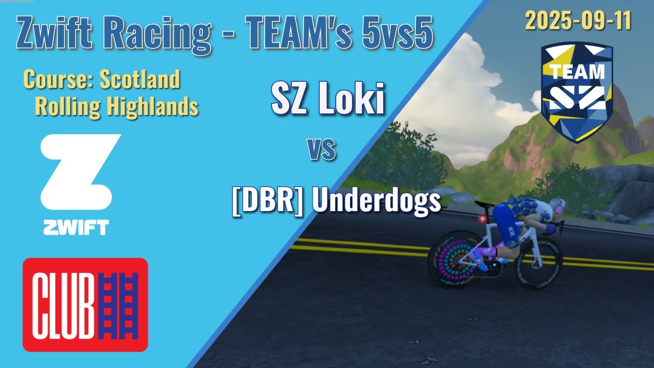 Zwift Racing Club Ladder .. SZ Loki vs [DBR] Underdogs (5vs5) Scotland , Rolling Highlands