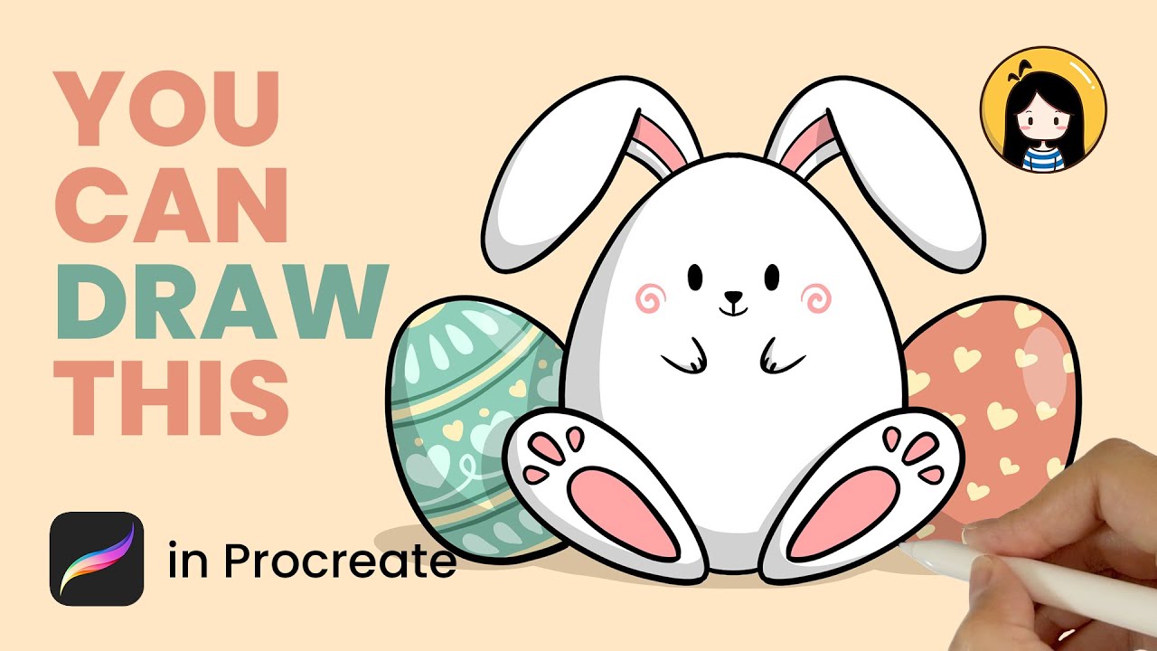 How to Draw Cute Easter Bunny with Eggs in Procreate | Easy Tutorial for Beginners
