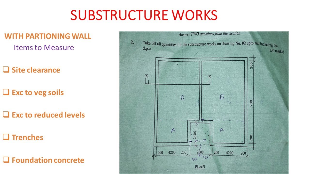 Taking Off Quantities of Substructure works with Partitioning wall