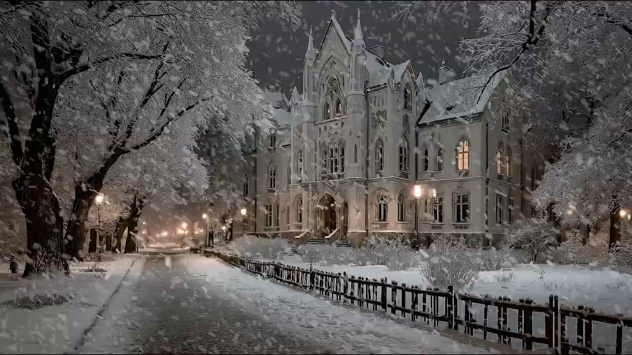 Soothing Snowstorm Night with Falling Snow and Wind Whispers for Relaxation, Sleep, and Serenity