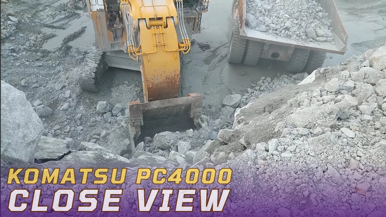 Two Komatsu PC4000 Excavators Loading Haul Trucks Heavy Machines In Action